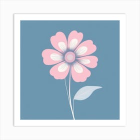 A White And Pink Flower In Minimalist Style Square Composition 155 Art Print