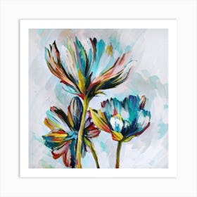 Flowers On A White Background Art Print