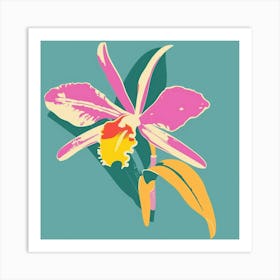 Orchid 3 Square Flower Illustration Art Print