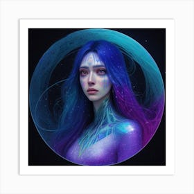 Girl With Blue Hair Art Print