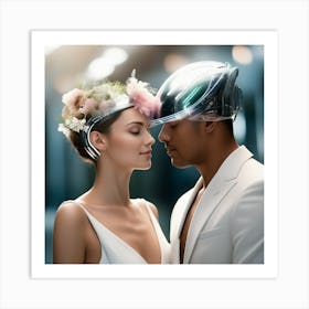 Futuristic Bride And Groom 2 Art Print