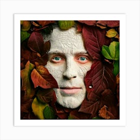 Firefly Weathered, Man, Furrowed Face, Colored Leaves, Wood, Deep Green Eyes, Textured, Detailed, Na (9) Art Print