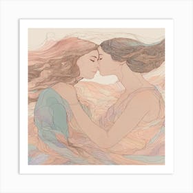 Two Women Kissing Art Print