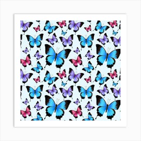 Decorative Festive Trendy Colorful Butterflies Seamless Pattern Vector Illustration Art Print