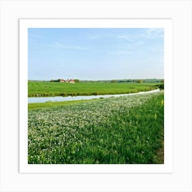 A Serene Countryside Scene In Spring A Sprawling Meadow Flushed With The Fresh Emerald Tinge Of Gra (7) Art Print