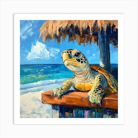 Sea Turtle At The Beach Bar 3 Art Print