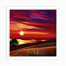 Sunset In The Field 13 Art Print