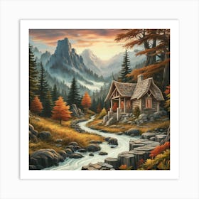 A peaceful, lively autumn landscape 10 Art Print