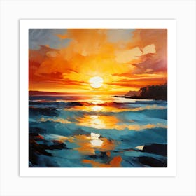 Sunset Over The Sea Art Print