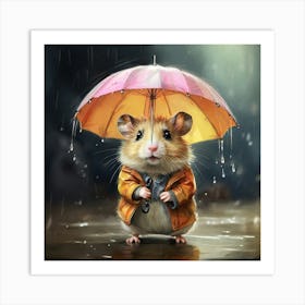 Hamster In The Rain 4 Art Print