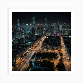 Cityscape At Night 7 Art Print