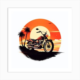 Sunset Motorcycle Art Print
