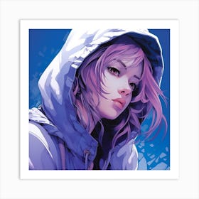 Anime Girl With Pink Hair Art Print