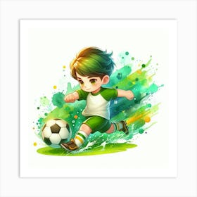 boy soccer player 3 Art Print