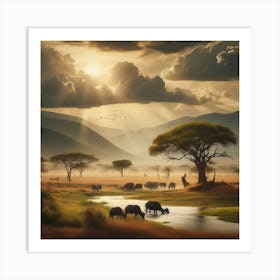 Sunrise Over The Savannah Art Print