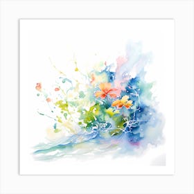 AI Aqua Flora Serenade: Embraced by Tranquility Art Print