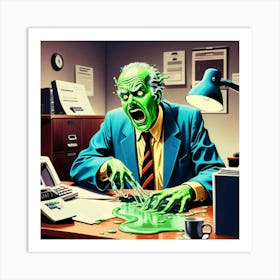 Zombie In The Office 1 Art Print