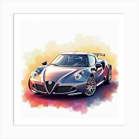 Alfa Romeo 4c In A Colorful Watercolor Setting, No Signature Or Logo 1 Art Print