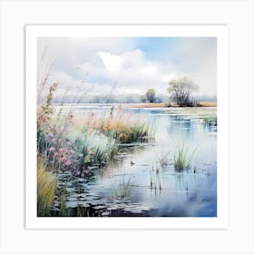 AI Serenity in Bloom: A Fen's Whispering Dreams Art Print