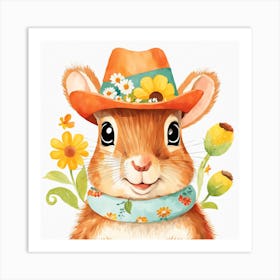 Floral Baby Squirrel Nursery Illustration (18) Art Print