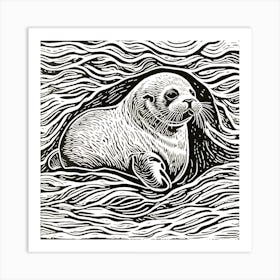 Sdxl 09 Seal Pup Linocut 3 Upscaled Upscaled Art Print