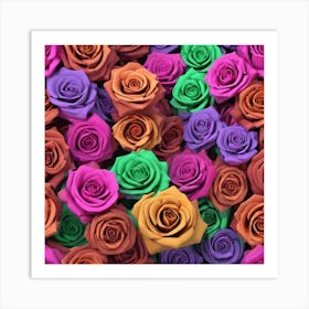 3d Roses Background Art Print