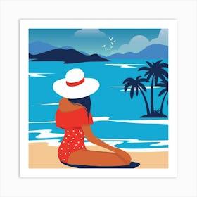 Woman On The Beach 1 Art Print