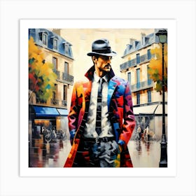 Abstract Puzzle Art French man in Paris 1 Art Print