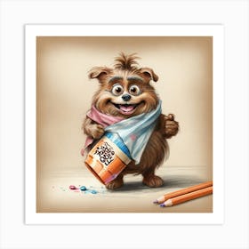 Cute Dog With Pencils Art Print