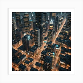 Cityscape At Night 13 Art Print