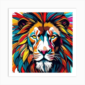 Colorful Lion Head Art Print