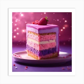 Pink And Purple Slice Of Cake (10) (1) Art Print