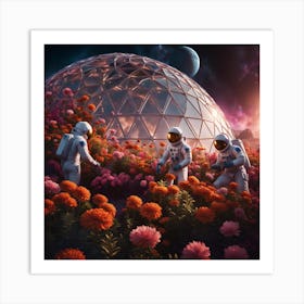 Moon floriculture under domes. Art Print