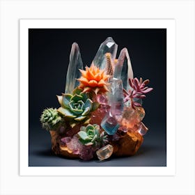 Succulents And Crystals 5 Art Print