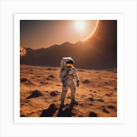 Astronaut exploring the sun Art Print