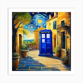 Tardis On The Terrace At Arles - Dr WHO & Van Gogh inspired Art Print 6 Art Print