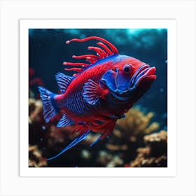 Red And Blue Fish Art Print