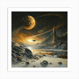 Spaceships And Planets Art Art Print