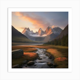 Sunset In The Mountains art print Art Print