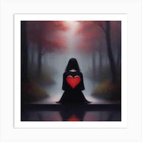 Girl With A Heart Art Print