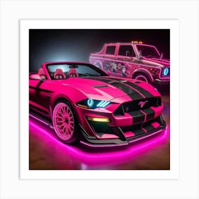 Pink Ford Mustang Art Print