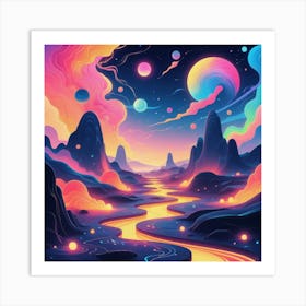 Abstract Scenery Psychedelic Landscape Art Print