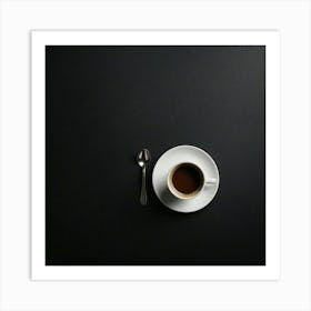 Cup Of Coffee On Black Background Art Print