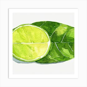 Lime Slice Watercolor Painting Art Print