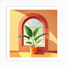 Plant In Front Of Window Art Print