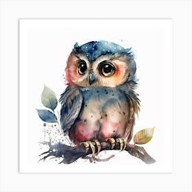 Owl Watercolor Painting Art Print