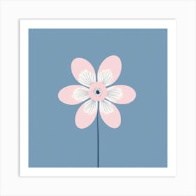 A White And Pink Flower In Minimalist Style Square Composition 719 Art Print