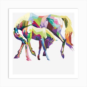 Horses In Love Colorful Horse Pop Art Style Art Print