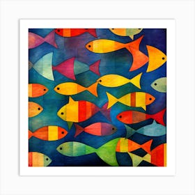 Maraclemente Fish Painting Style Of Paul Klee Seamless 3 Art Print