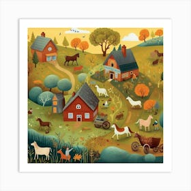 Farm Animals In The Countryside Art Print